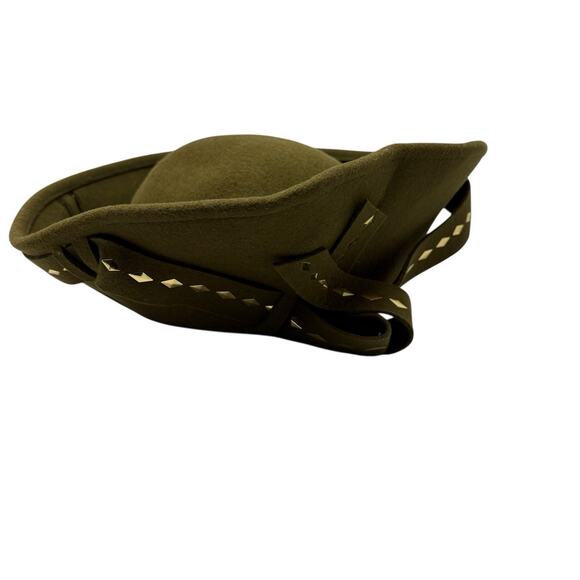 Vintage Mr. John Olive Wool Felt Studded Hat Avant Garde Art-to-Wear Sz S 7-3/8
